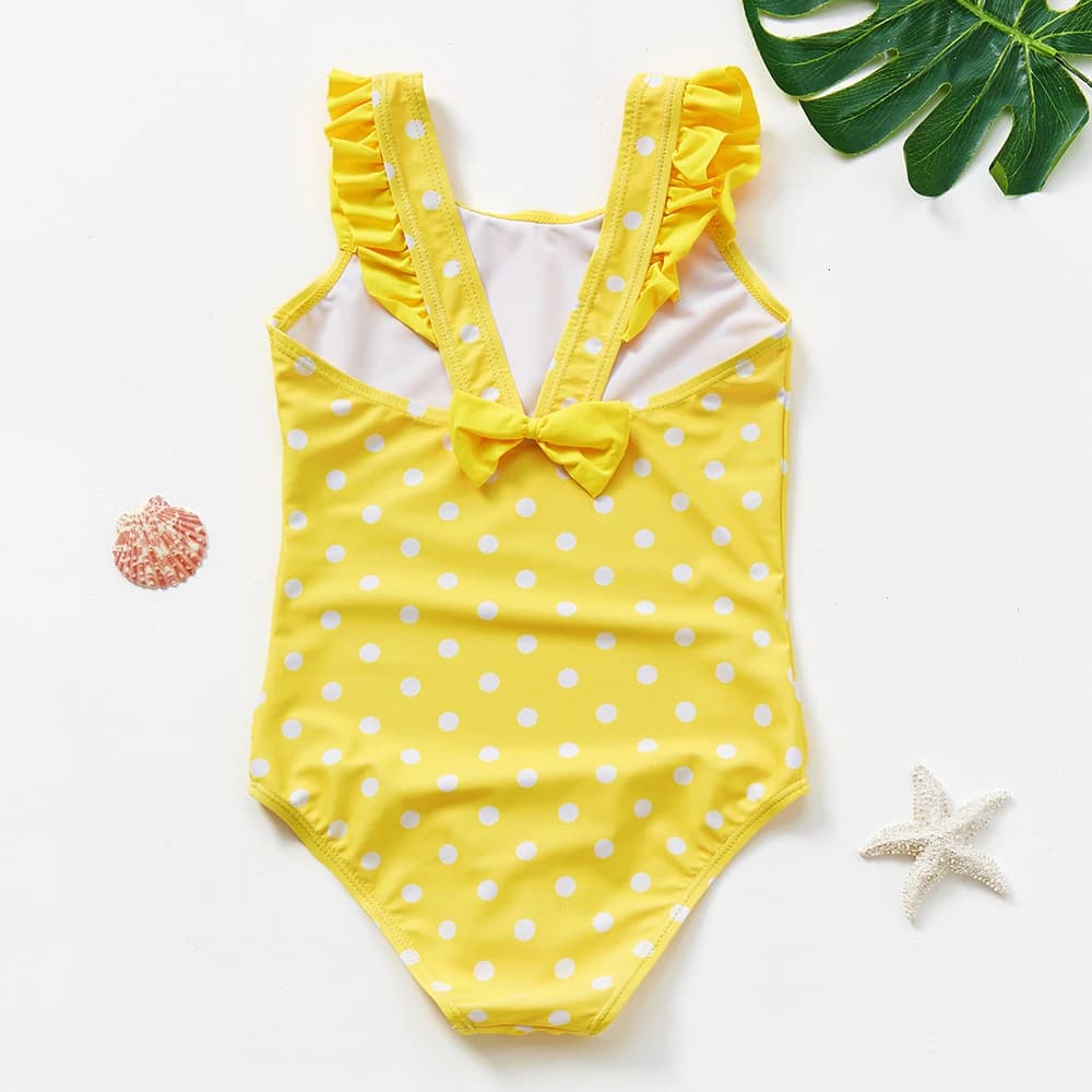 2-10Y Toddler Baby Girls swimwear one piece Girls swimsuit Dot print Children Swimwear Girls Swmming outfit Biquini infantil