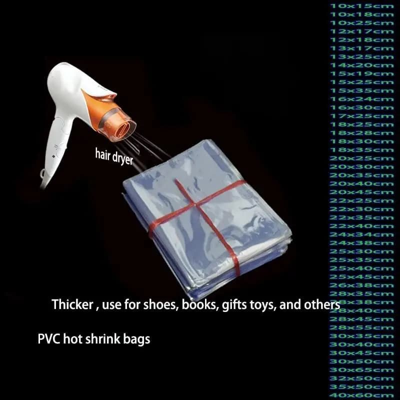 100pcs/lot PVC Heat Shrink Film Wrap Storage Bag Retail Seal Packing Bag Clear Plastic Polybag Gift Cosmetics Packaging Pouch