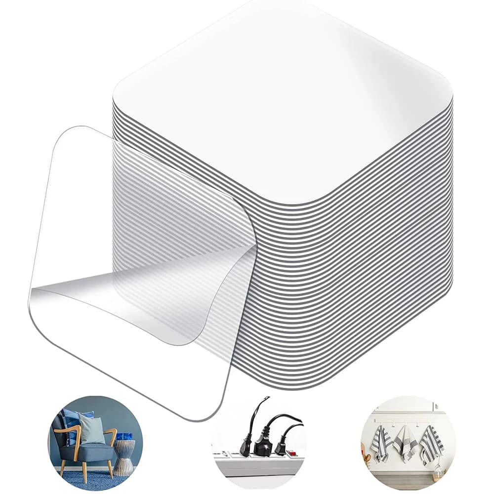 Square Double Sided Tape Super Strong Adhesive Heavy Duty Washable Sticker Pads Removable Waterproof No Trace Mounting Tape