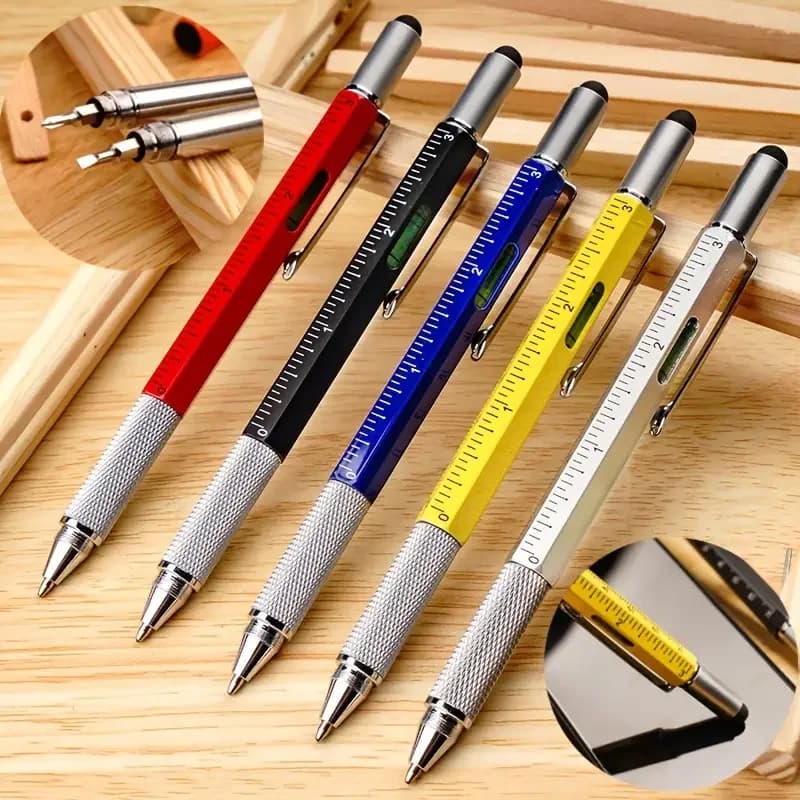 7 In 1 Multi-tool Metal Pen With Level Ruler Gadgets Engineer Woodworker Carpenter Pocket Tool With Stylus Ruler Screwdriver