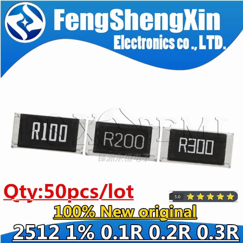50PCS 2512 SMD Resistor 1W 1% 0.1R 0.1 ohm R100 0.2R 0.3R 0.2ohm 0.3ohm R200 R300