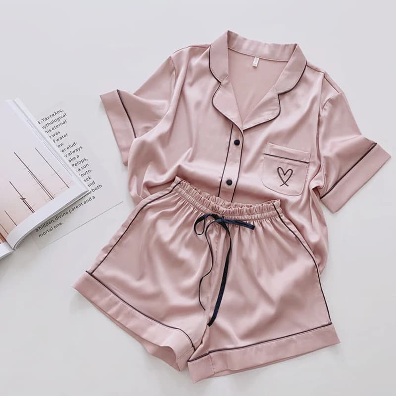 Summer Short sleeved Pajamas Women's Ice Silk Thin Style Student Loose Large Cute Home Clothes Two Piece Set Pajamas Summer