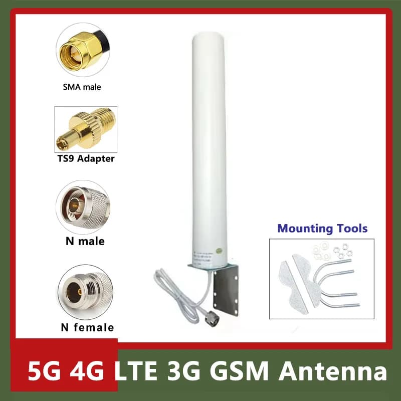 Long Range 5G 4G LTE 3G GSM 600~4900Mhz External Router Wirles Communication SMA TS9 N male 18dBi Omni Wifi Outdoor Antenna