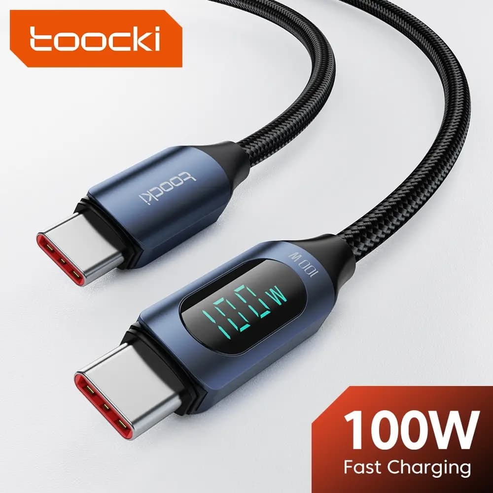 Toocki USB C to USB C Cable 100W, PD Fast Charging Type C Cable, Compatible with Xiaomi POCO F3, Realme, MacBook, iPad - Display Cable