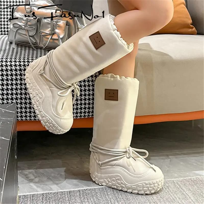 Luxury Designer Fashion Women Snow Boots Thick Botto Platform Winter Keep Warm All Match Casual Ankle Boots Mujer Long Botas Hot