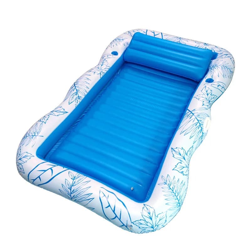 PVC Inflatable Pool Lounger Float 82*54 Inch Beach Sun Tanning Float Raft With Drink Holder Swimming Mattress Mat