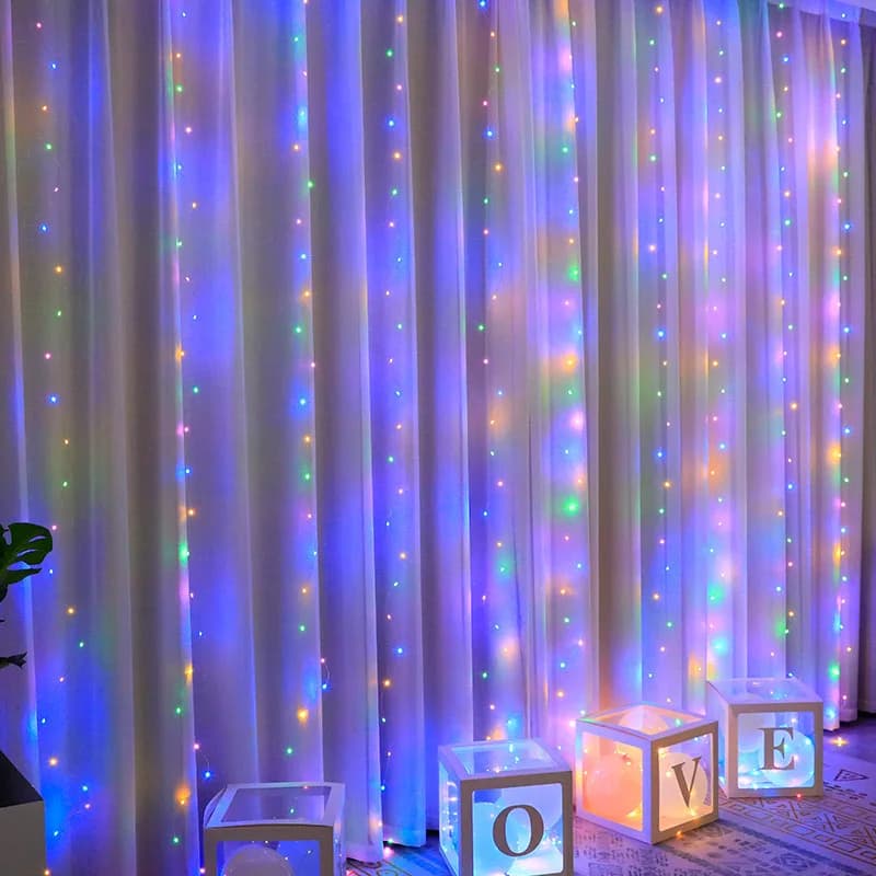 3x3m Curtain Garland on The Window USB Power Fairy Lights Festoon with Remote New Year Garland Led Lights Christmas Decor