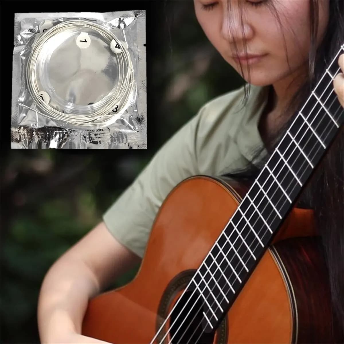 Miwayer 6pcs Classical Guitar Strings Set Plating Super Light Classic Guitar Clear Nylon Silver Strings Silver Plated Copper