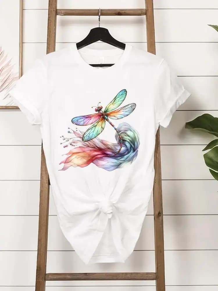 Watercolor Trend Cute Women T Clothes Casual Ladies Printed Fashion Female Clothing Top Tee Short Sleeve O-neck Printing T-shirt