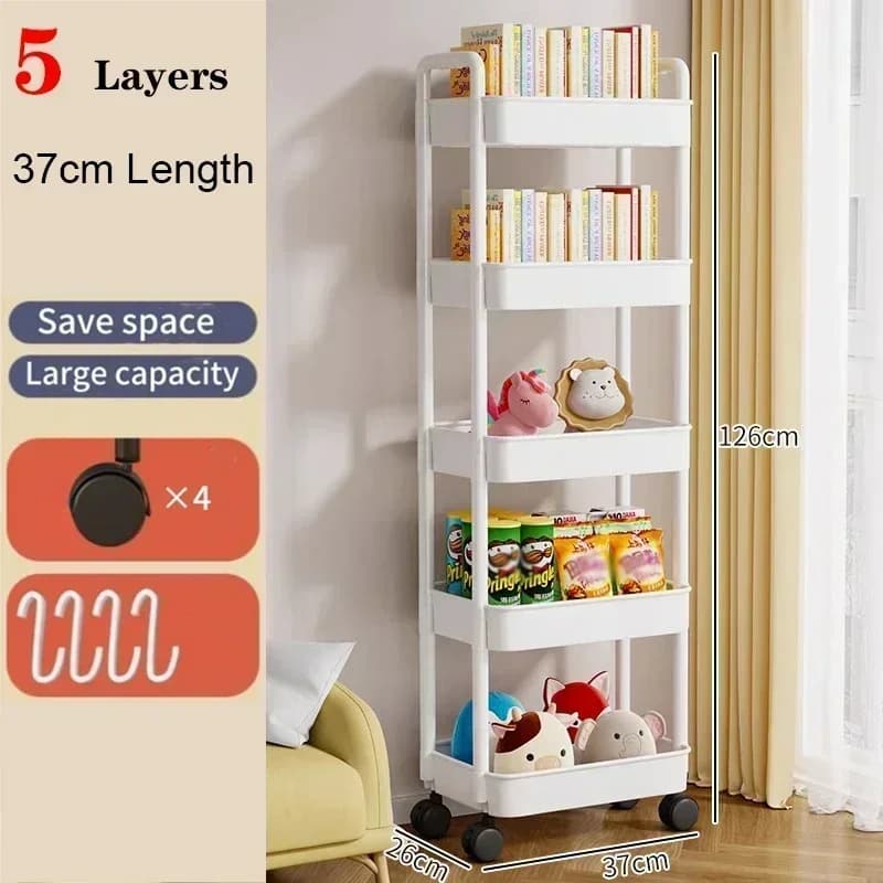 Mobile Storage Rack Trolley Organizer Household Kitchen Multifunctional Cart With Wheels Home Accessories Multi Storey Bookshelf