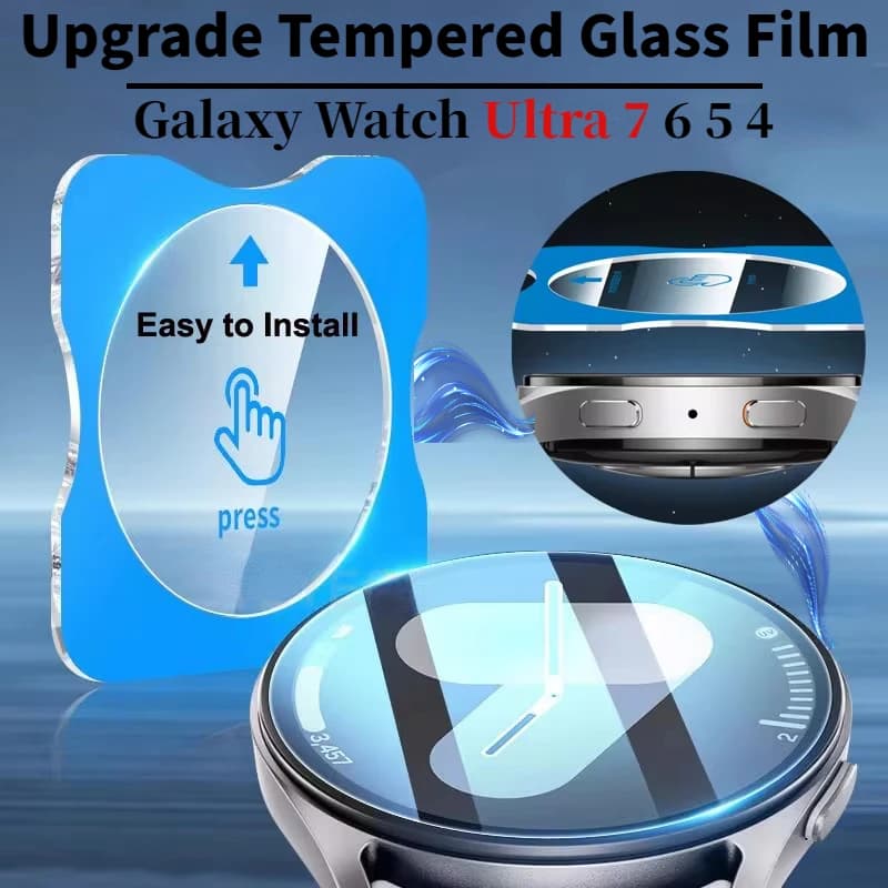 Quick Pasting Tempered Glass Film For Samsung Galaxy Watch 7/6/5/4 40mm 44mm Ultra 47mm 6-4 Classic Protective Screen Film Cover