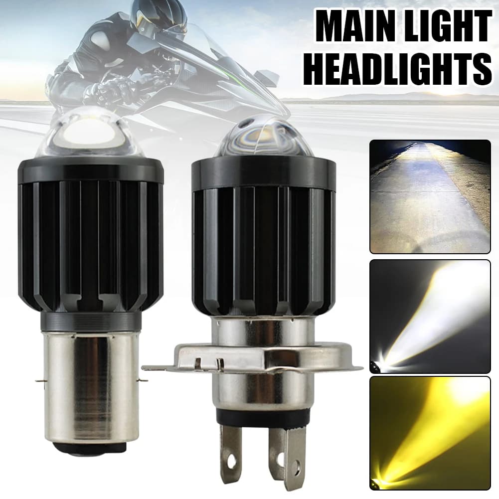 DC 12V H4 BA20D LED Motorcycle Headlight Bulbs CSP 10000Lm White Yellow Hi Lo Beam Fog Lamp Waterproof Motorbike Scooter Lamp