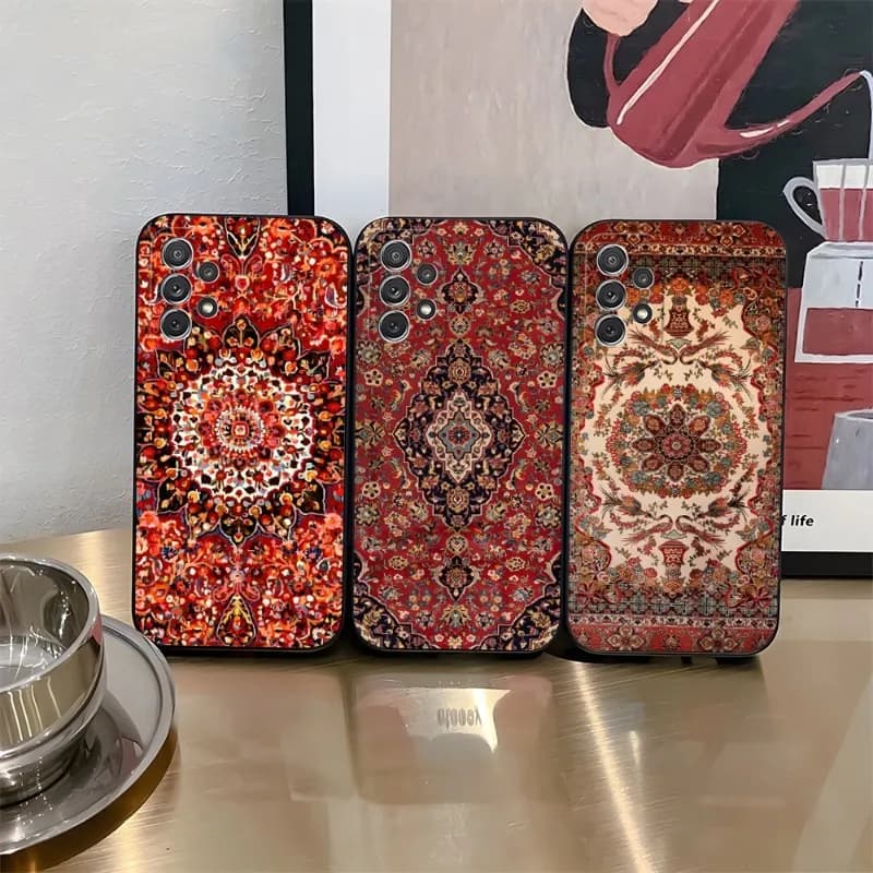 Persian Carpet Floral Pattern Phone Case For Samsung A53 A51 A14 A34 A52 A50 A33 A13 A22 A31 A54 A03S A21 A81 A24 Silicone Back