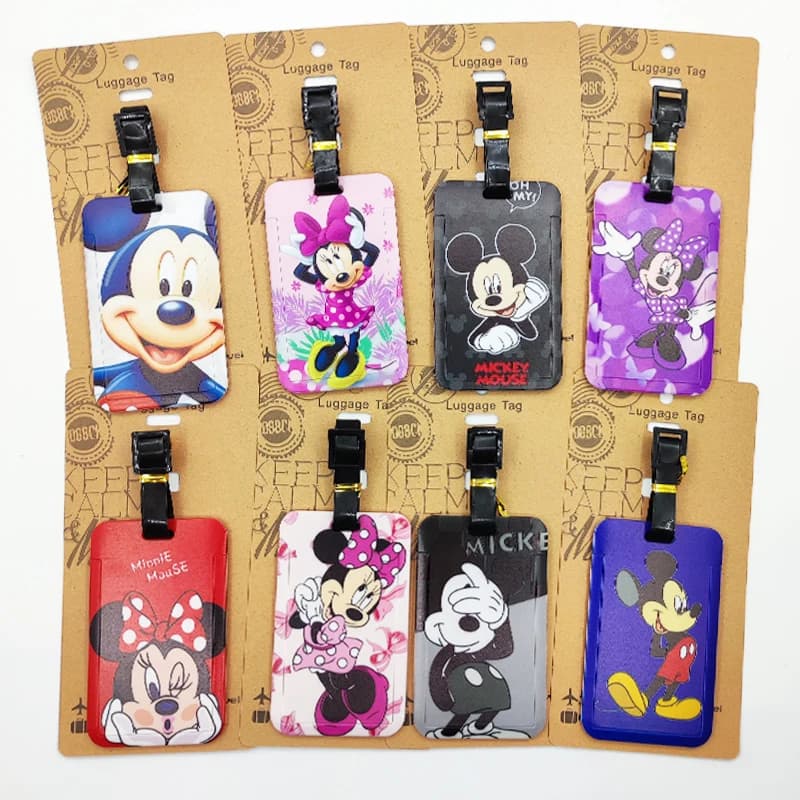 Mickey Minnie Luggage Label Women Travel Luggage Tag Disney Suitcase ID Address Holder Baggage Boarding Portable Suitcase Ticket