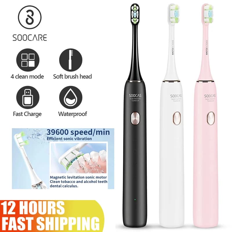 SOOCAS X3S Ultrasonic Electric Toothbrush IPX7 Waterproof Adult X3U Upgrade Smart Sonic Tooth Brush Upgraded USB Fast Chargeable