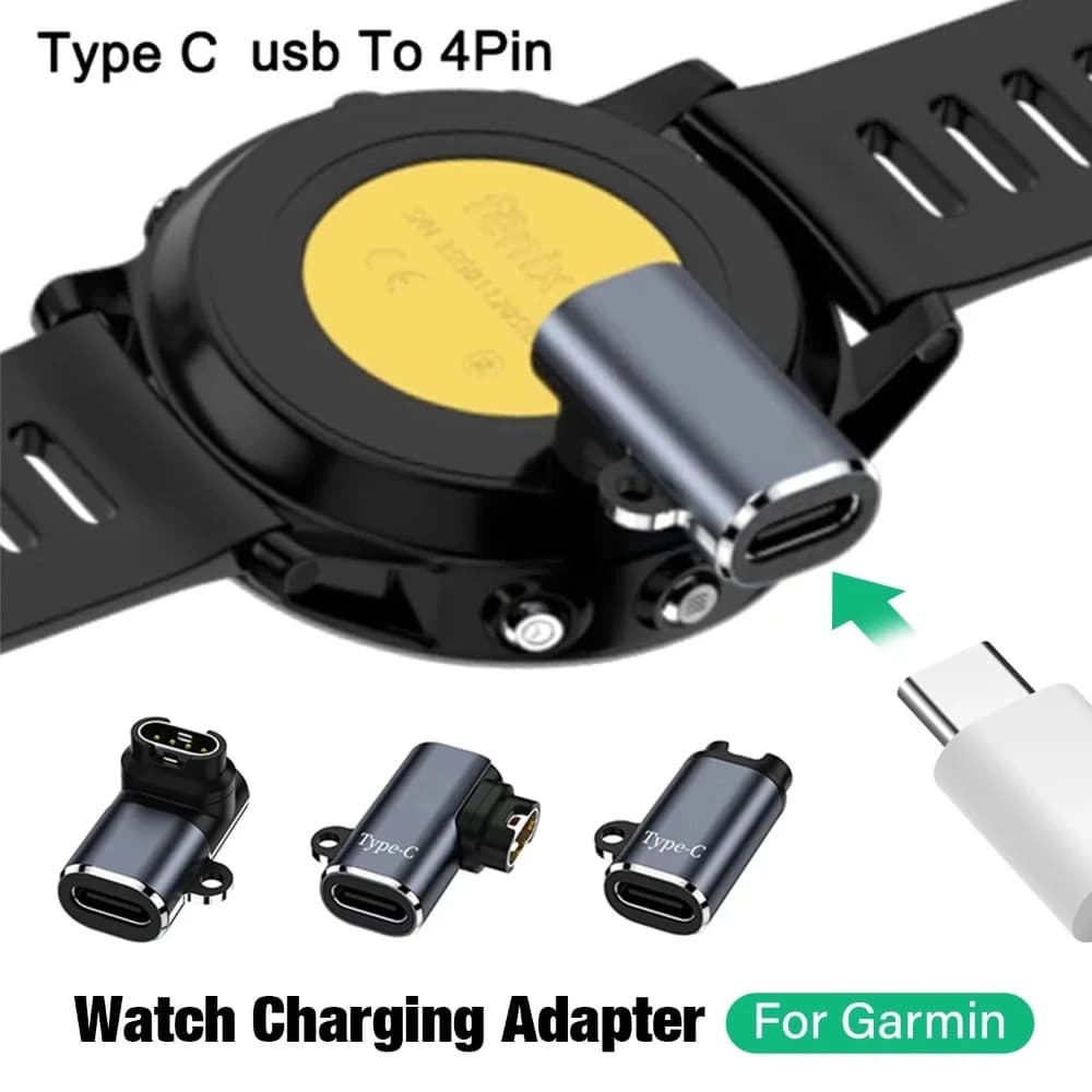 Type C USB Port to 4pin Charger Power Adapter Connector For Garmin Fenix 7/6/5/7X/6X/5X/Venu 2 plus Watch Charging Converter