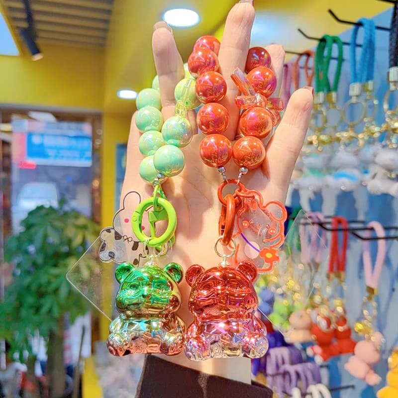 New Graffiti Bear Keychain Cartoon Gradient Color Figure Keychain Couple Bag Pendant Car Accessories Gift For Friend