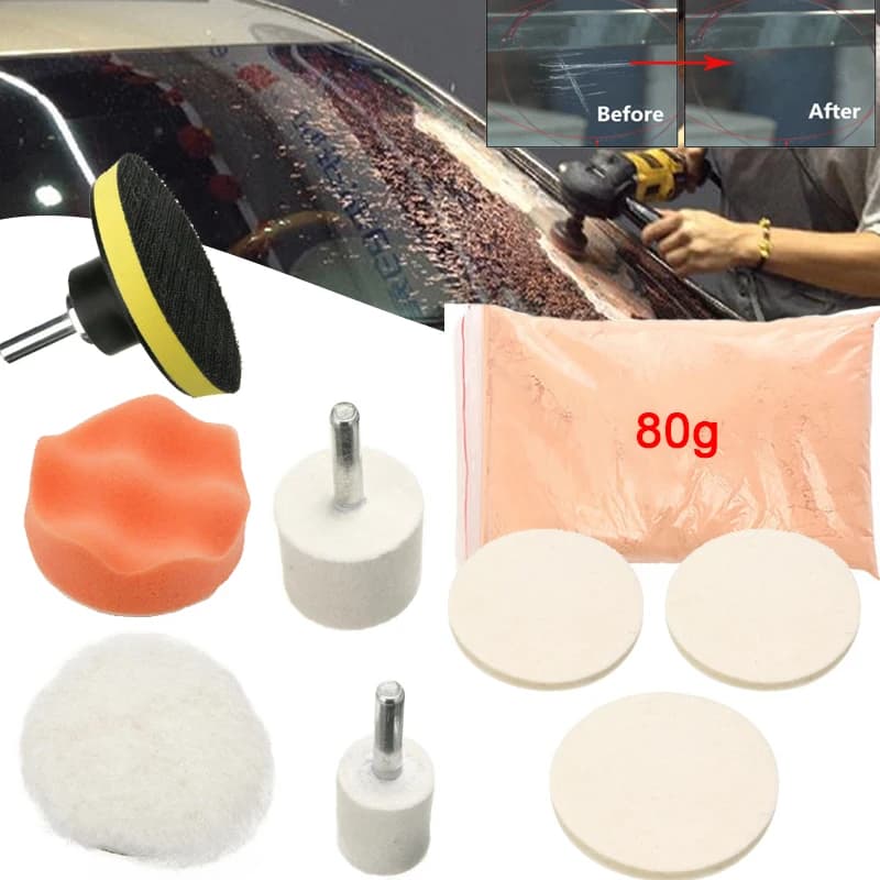Auto Car Glass Polishing Kit Window Windscreen Windshield Scratch Remover Repair Tool Waxing Polish Pad with Polishing Powder