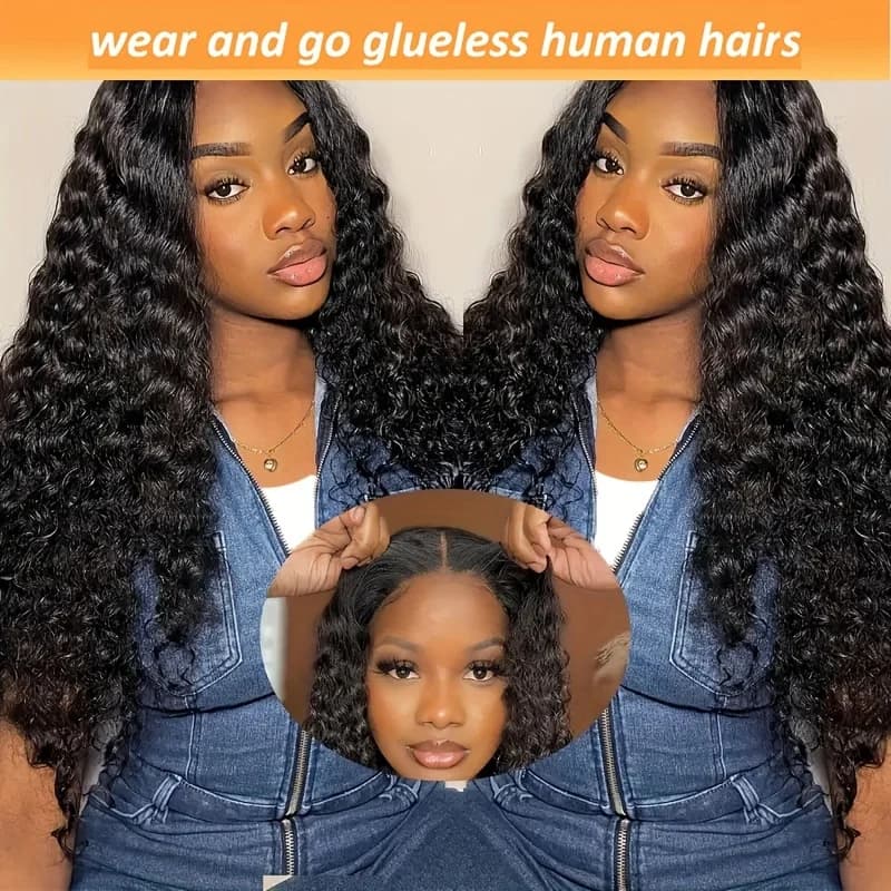 30 40 Inches Deep Wave 13x6 HD Transparent Lace Front Human Hair Wig Glueless 13x4 Curly Wave Lace Frontal Wigs For Women