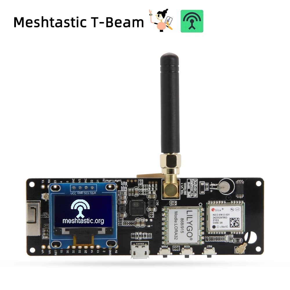 LILYGO® Meshtastic T-Beam ESP32 Module LoRa Development Board Support WiFi Bluetooth GPS Battery OLED LoRaWAN 433/868/915MHz
