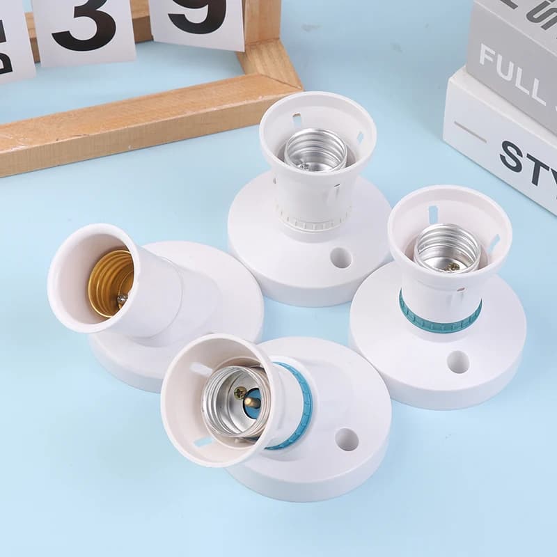 High-power E27 Screw Ceiling Lamp Head LED Lamp Holder Desktop Led Lighting Base Socket Heat Resistant Round Lamp Holder Home