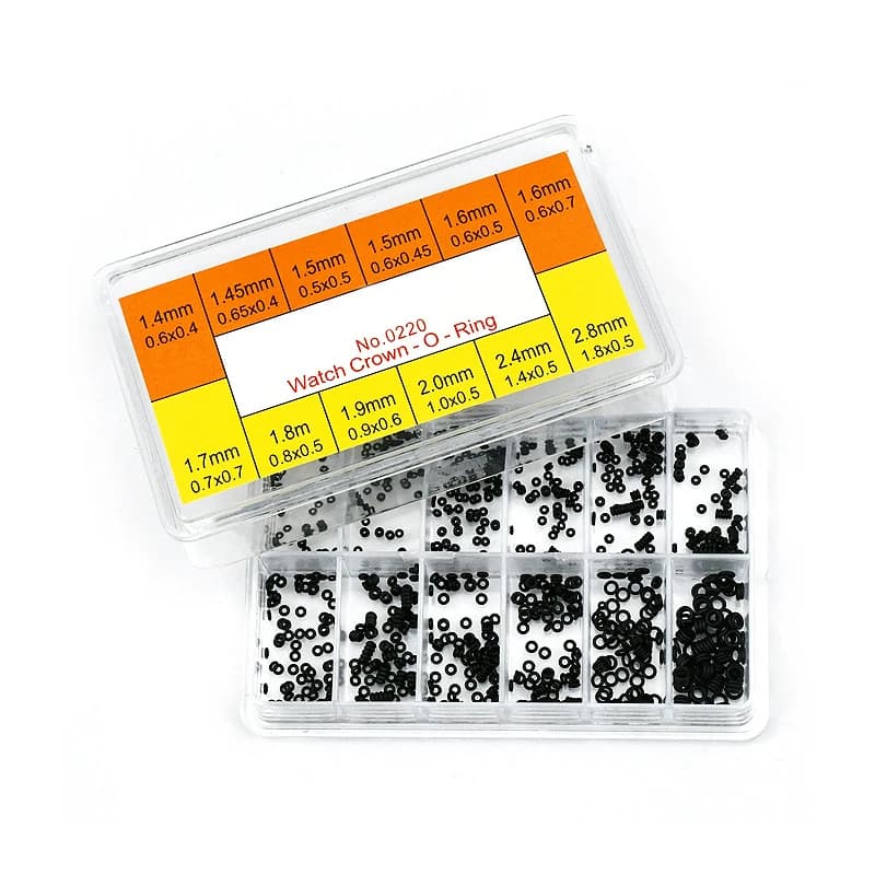 1 Box Mini Rubber Washer O-Ring 12 Sizes Watch Crown Seals Waterproof Rings Watch Gasket Black Round Ring Watch Repair Tools