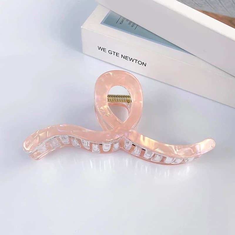 Fashion Jelly-colored Wavy Acrylic Hair Claw Clips Headwear For Women Girls Colorful Geometric Large Hairpin Hair Accessories