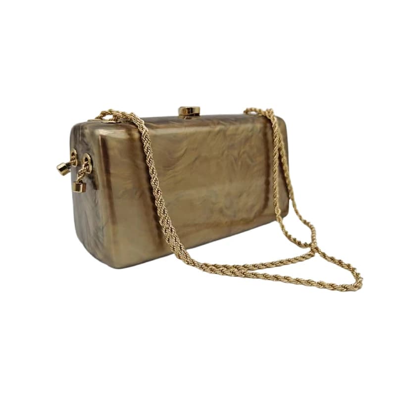 Ladies Shoulder Fashion Handbag Square Evening Underarm Bag Summer Beach New Small Acrylic Luxury Designer Crossbody Gold Clutch
