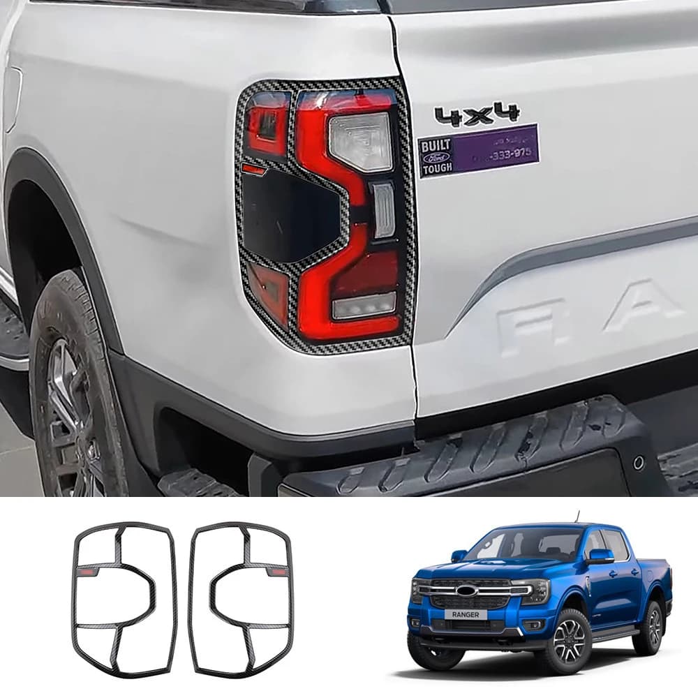 For Ford Ranger Wildtrak 2022 2023 2024 Carbon Fiber Headlight, Taillight Cover Frame Overlay Adhesive Decoration Exteriors