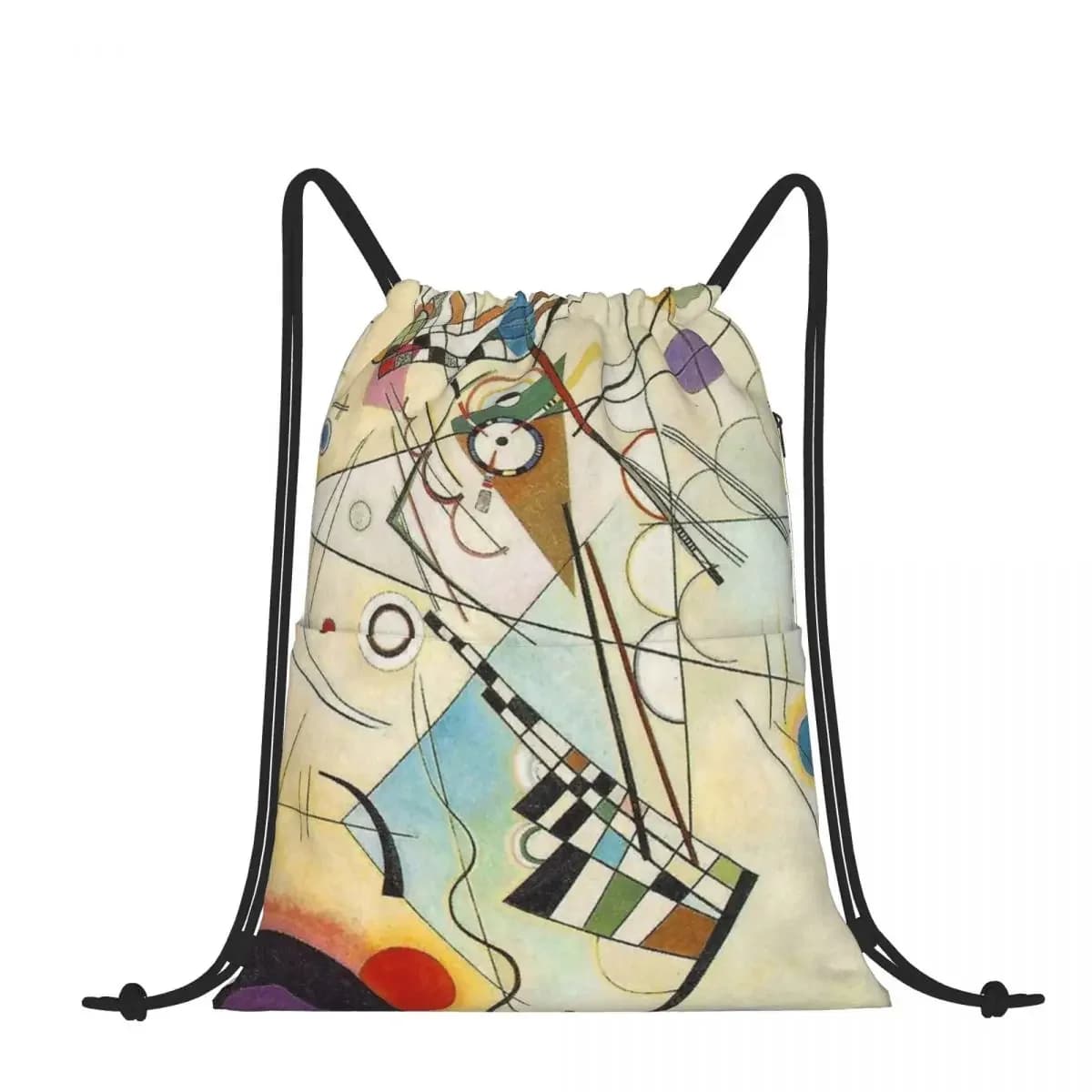 Drawstring Backpack Kandinsky Composition Shoulder Bag Zipper Pocket Sports & Travel Hikes Portables Bag