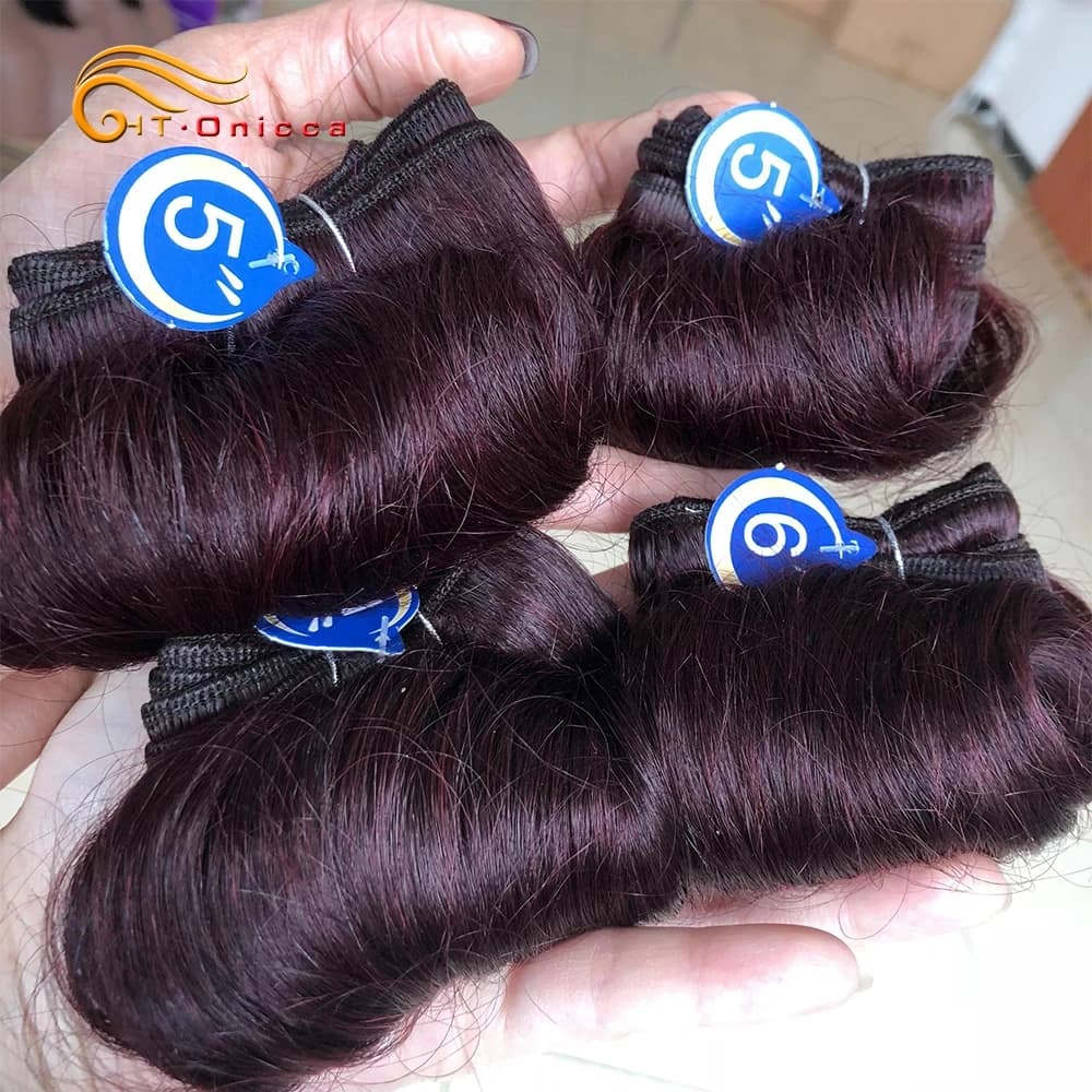 Bouncy Curly 100% Human Hair Bundles 1B 27 30 99J Burgundy Colored Bundles Hair Extensions Indian Remy Hair 4 Bundles