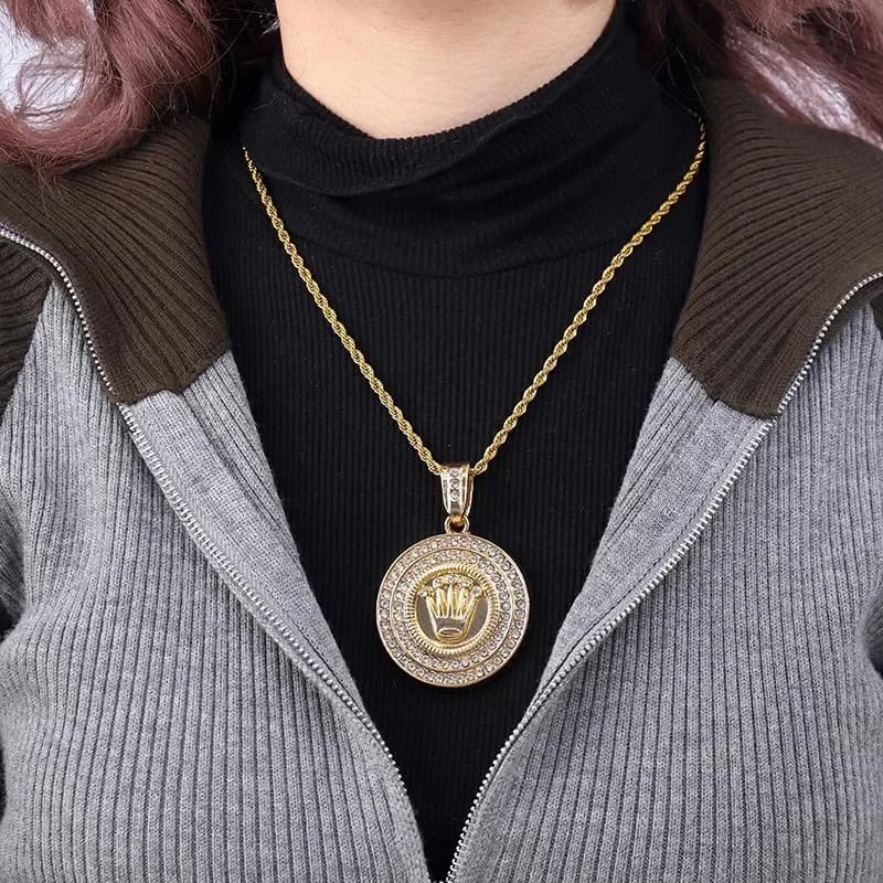 Hip Hop Personality Cool Joint Double Ring Pendant Necklace