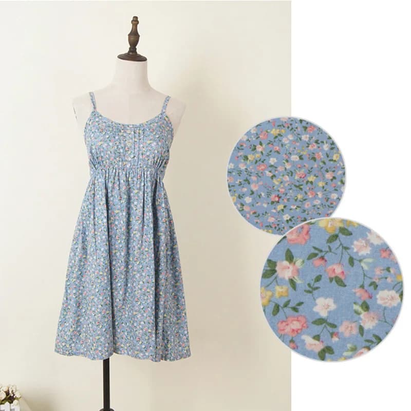 Summer Mori Girl Print Floral Dress Women Cotton Female Spaghetti Strap Casual Sweet Sleeveless Ladies Female Beach Dress C183