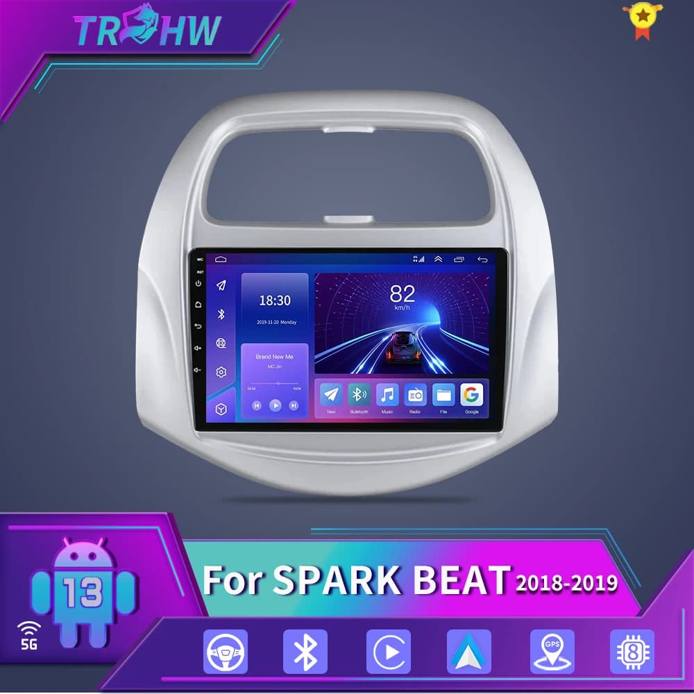 For Chevrolet SPARK BEAT 2018 - 2019 Car Radio Video WIFI 4G DSP Navigation GPS ADAS Multimedia AHD BT No 2din 9 Inch Android 13