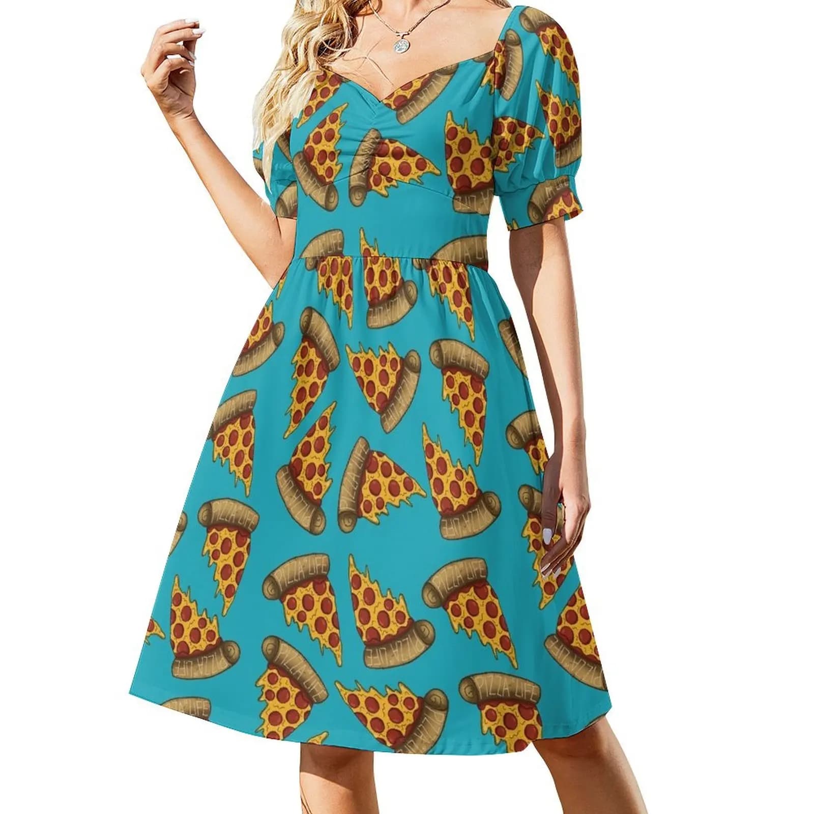 Pizza is LIFE Short Sleeved Dress women dresses dresses for official occasions Dress