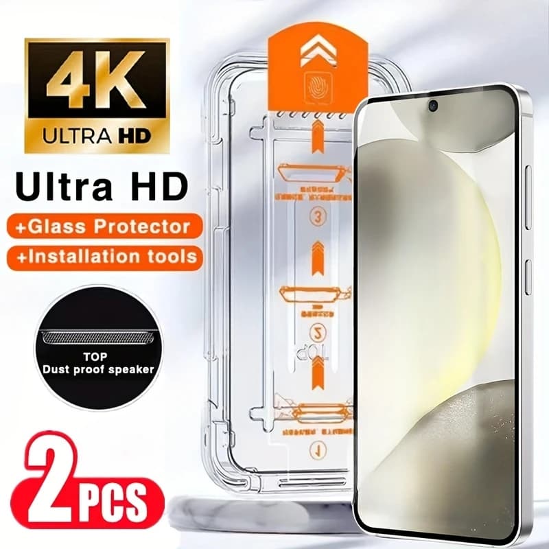 2Pcs Tempered Glass For Samsung Galaxy S25 S24 S23 Ultra S21 S22 Plus Screen Protector Bubble-Free Installation and Cleaning Kit