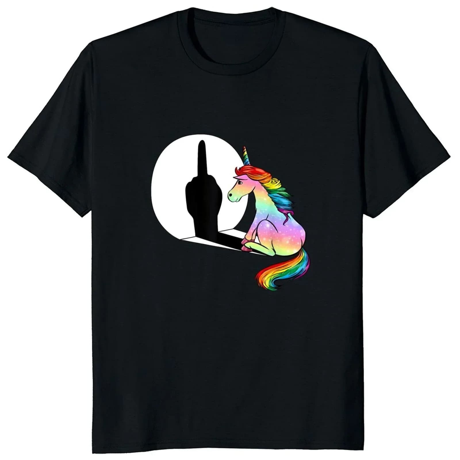 Unicorn Middle Finger Fxk T Shirt Women Mens T-Shirt  Streetwear Tshirts Anime Clothes Four Seasons