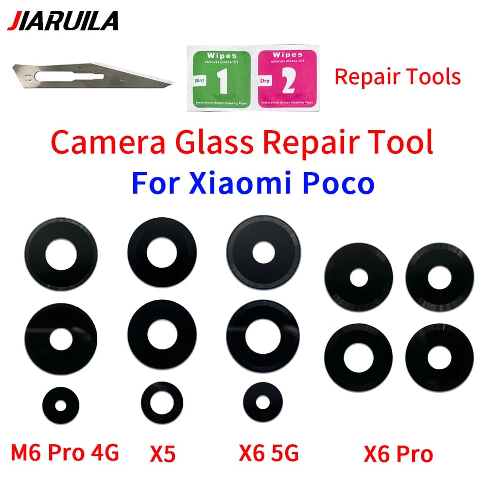 Back Rear Camera Glass Lens For Xiaomi Poco F6 M6 5G M6 Pro X5 X6 Pro  Big Camera Glass with Sticker Adhesive