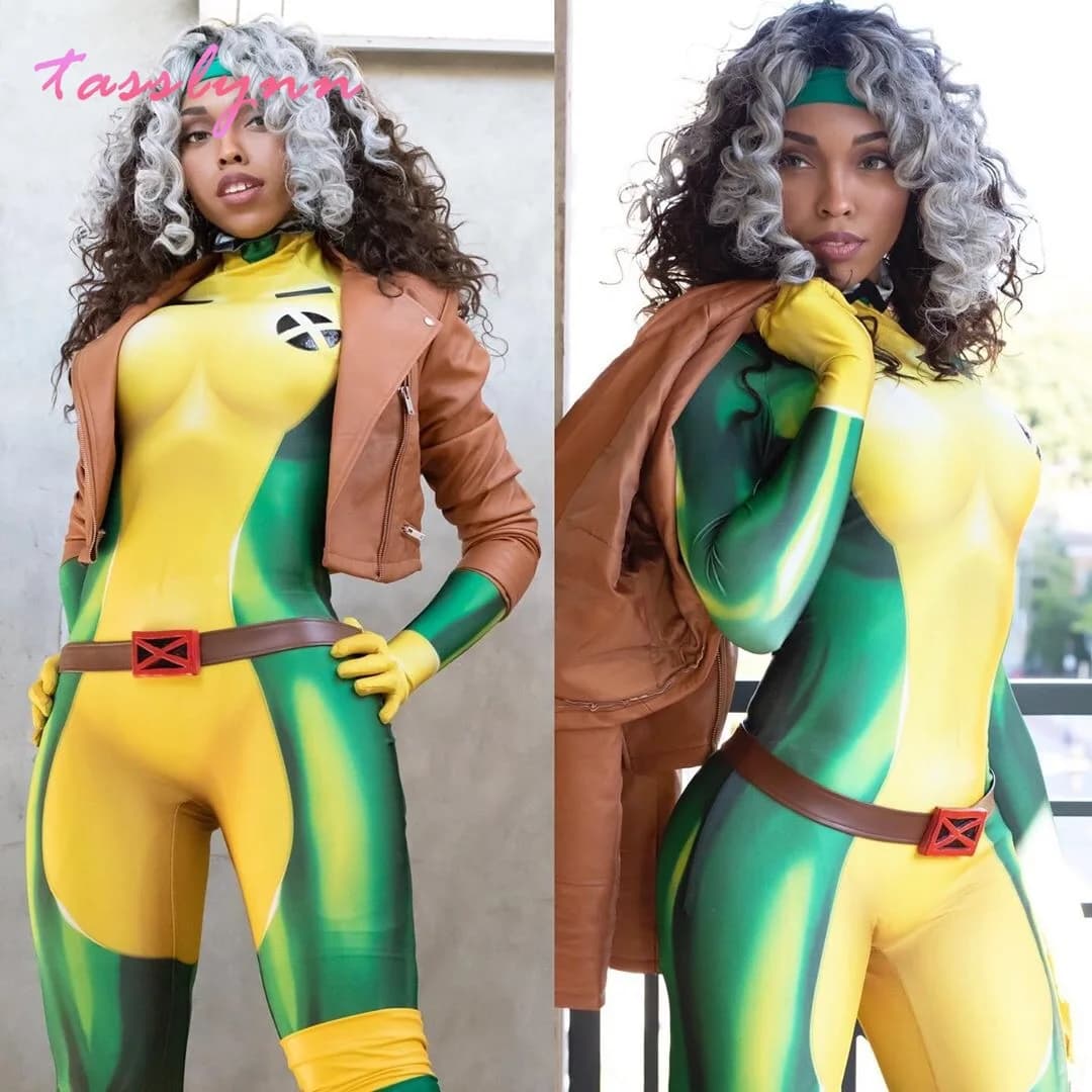 Anna Marie Rogue Cosplay X Men Cosplay Bodysuit 3D Printing Costume Adult  Zentai Suit Halloween Party Costume Women Girls