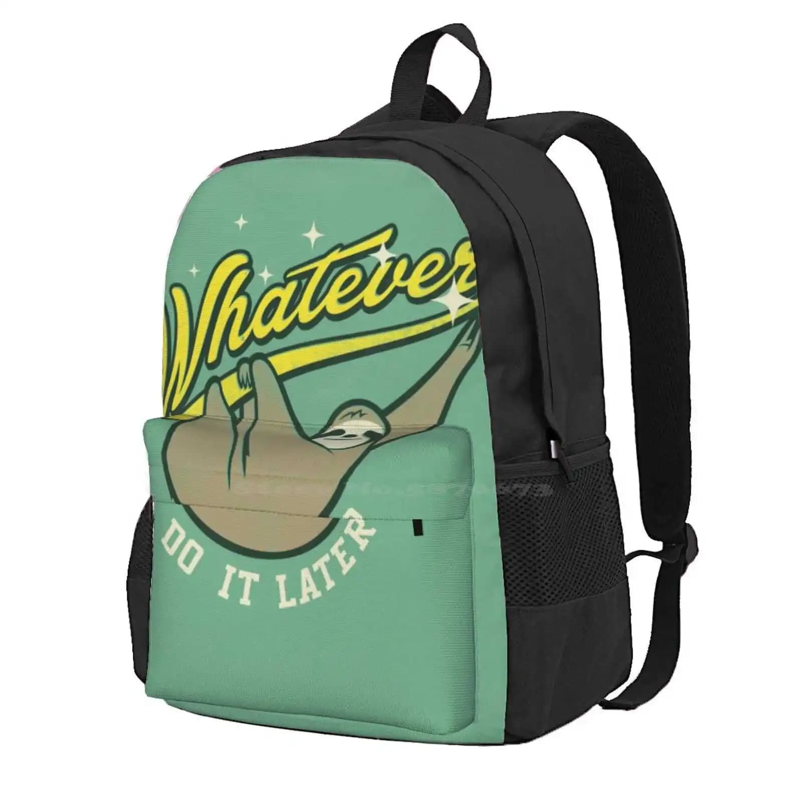 Whatever Hot Sale Schoolbag Backpack Fashion Bags Sloth Mascot College Procrastination Whatever Sport