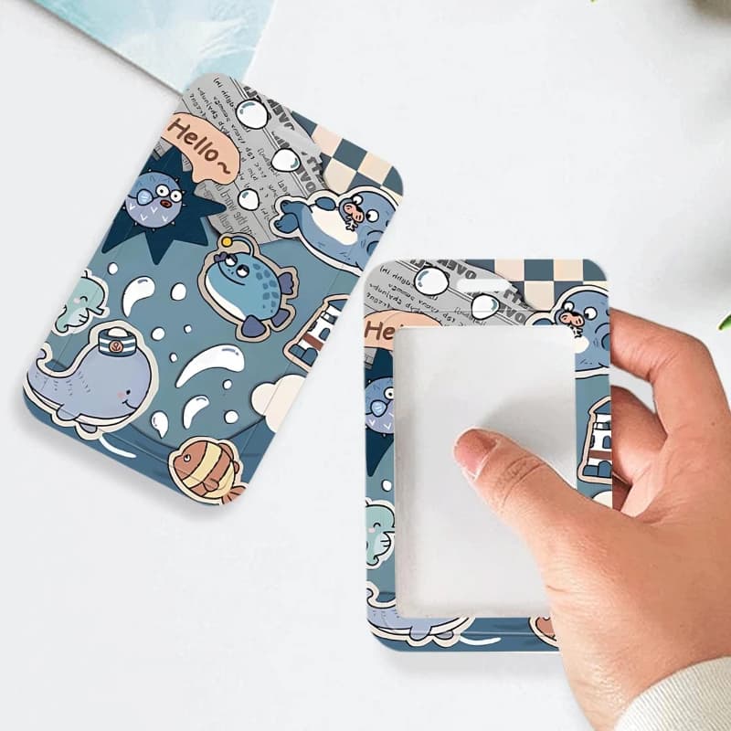 Cartoon Fish for Bus Campus Lunch Card Boy ID Card Holder Door Card Case Men Credential Holders Photo Protector with Lanyard