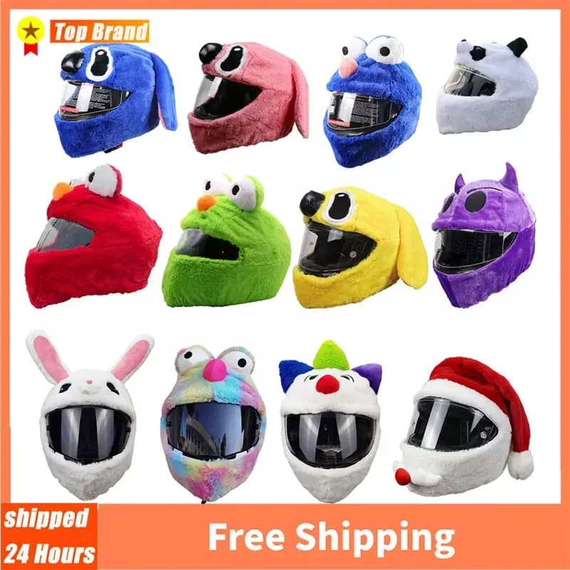 Motorcycle Helmet Cartoons Plush Helmet Protective Cover Helmet Full Face Covers for Outdoor Fun Christmas Personalized Helmets