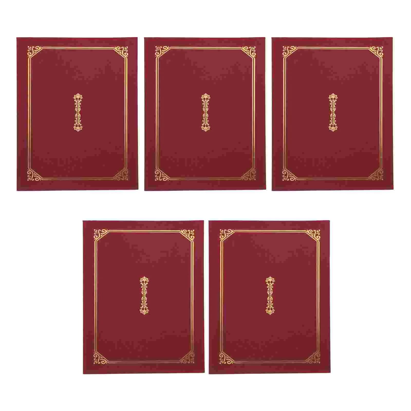 5 Pcs Honor Certificate Cover Paper Shells Diploma Holders A4 Envelopes Binder Clips Classic Covers Staff Office