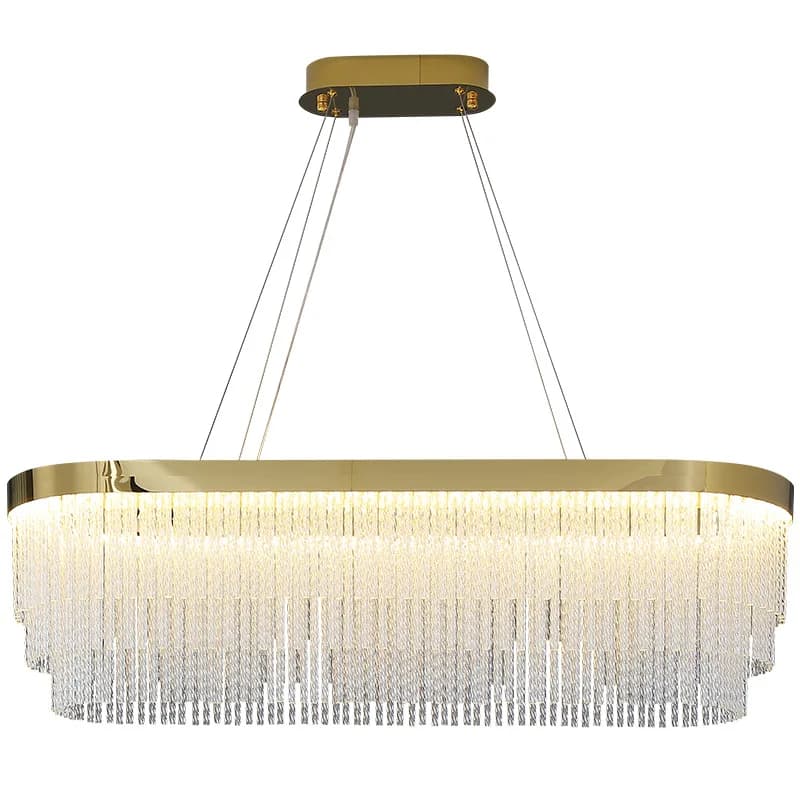 Dining Room Luxury Oval Glass Rod pendant Light led suspension Tri-color LED chandeliers Gold Bar Kitchen Lighting for home deco