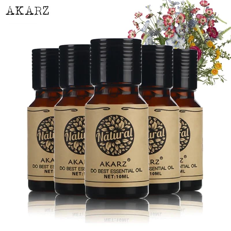AKARZ Essential Oil Set - Rose, Angelica, Narcissus, Helichrysum & Frangipani - Aromatherapy Spa Bath - 10ml*5
