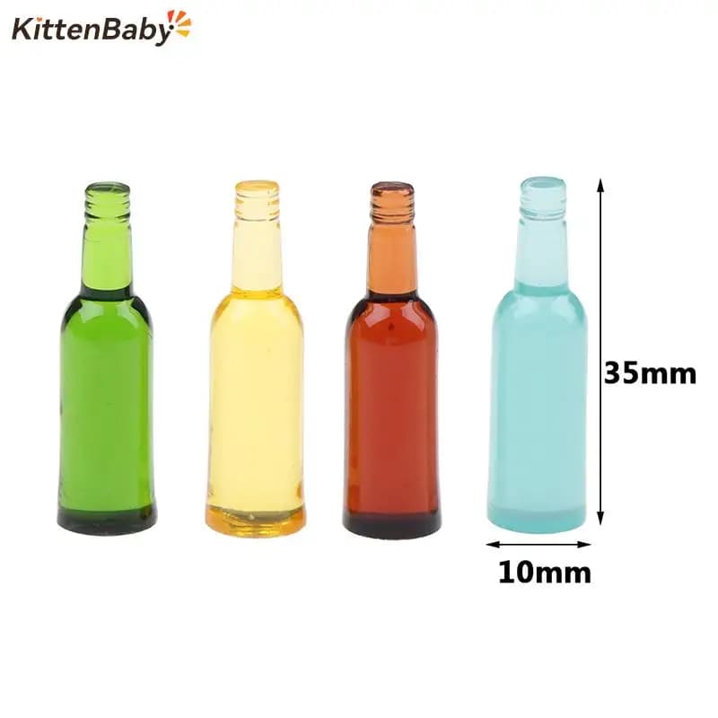 6Pcs Beer Wine Drink Bottle Doll Food Kitchen Living Room Accessories 1:12 Dollhouse Miniature Toys