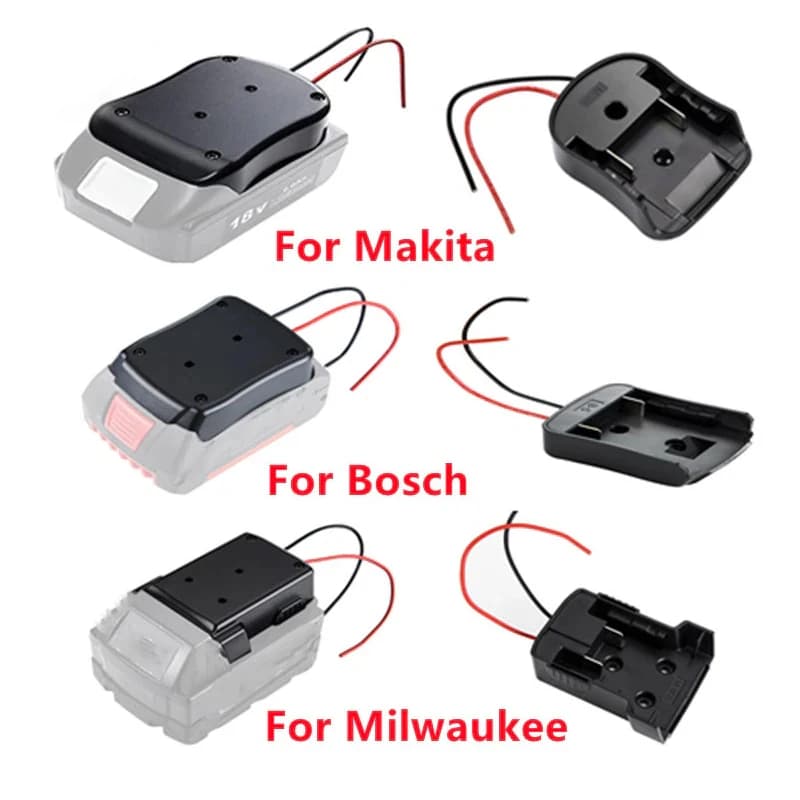 18V 14.4V Battery Mount Dock Power Connector With 14Awg Wires Connectors Adapter Tool For Makita Bosch Milwaukee Accessories