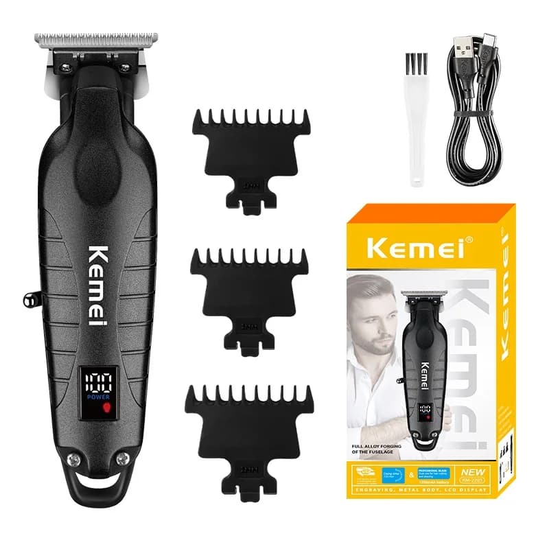 Kemei 2293 Barber Cordless Hair Trimmer 0mm Zero Gapped Carving Clipper Detailer Professional Electric Finish Cutting Machine
