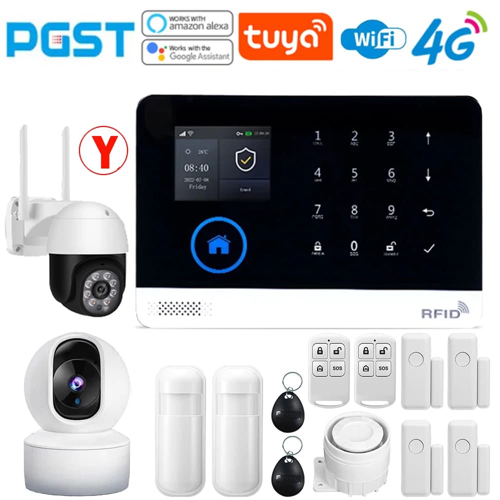 PGST-103 Graffiti Alarm System, 4G Secure Home WiFi Smart Home Alarm, Wireless Security System Device, Controlled by Smart Life