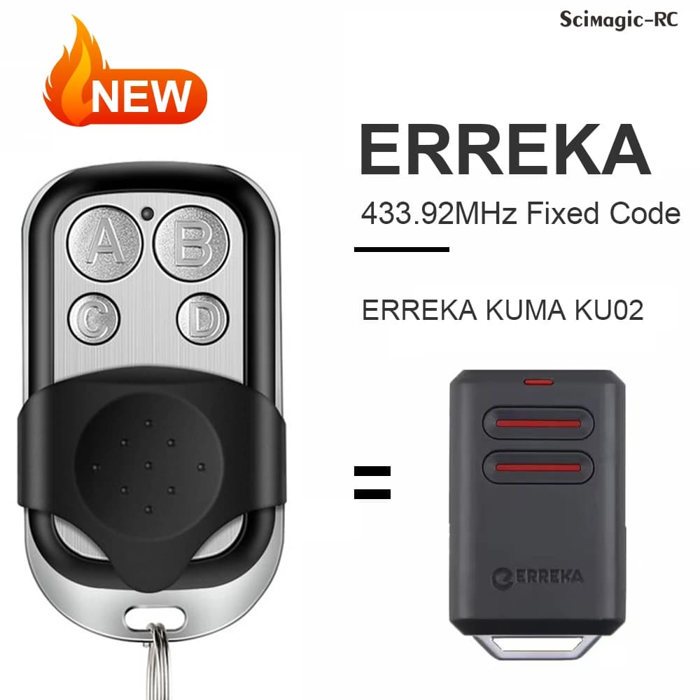For ERREKA LUNA 2 / LUNA 3 / RESON 1 / RESON 2 / KUMA KU02 Garage Door Remote Control Duplicator 433.92MHz Fixed Code Gate Opene